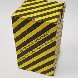 Laatikko kelta-musta Uriboxille, 105 x 105 x 175 mm